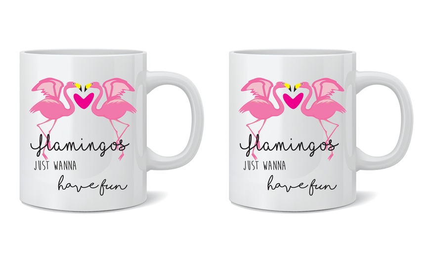 Image 20: One or Two Flamingo Print Mugs