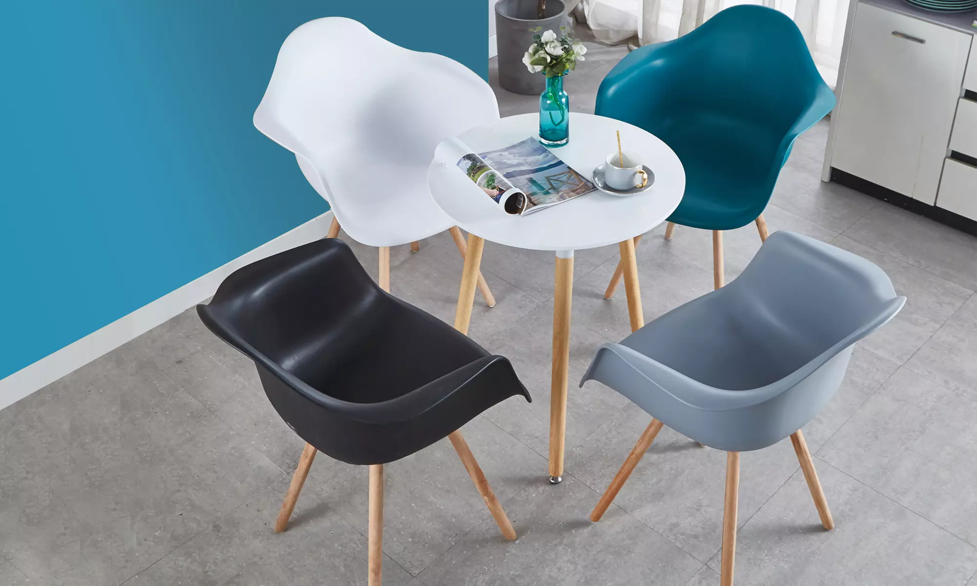 1 ou 2 Chaises "Lola" style scandinave, moderne, pieds en bois, Sampur, livraison gratuite - Primary Image