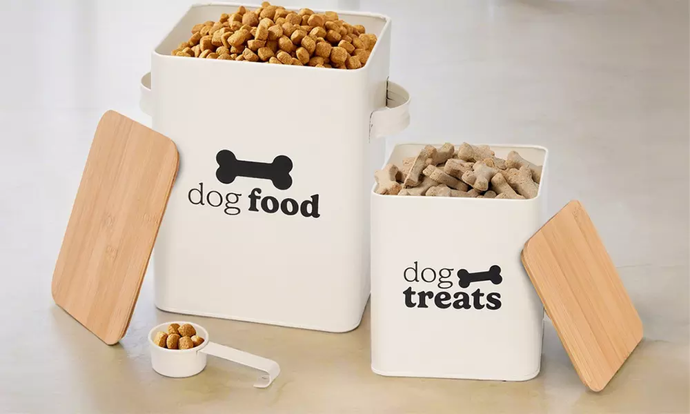 Set of Two Airtight Dog Food Storage Tins