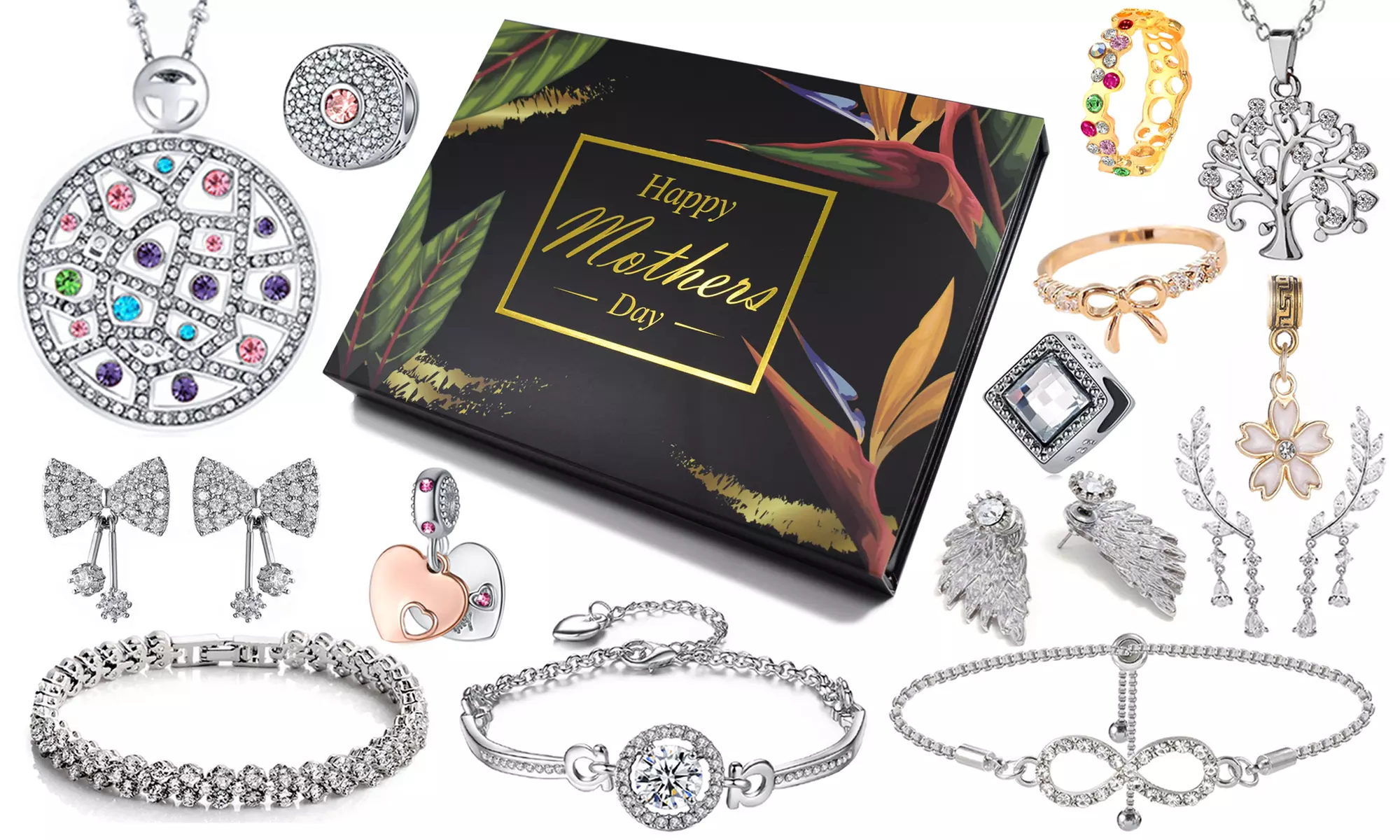 Coffret cadeau pour la fête des mères composé de 14 bijoux - Primary Image
