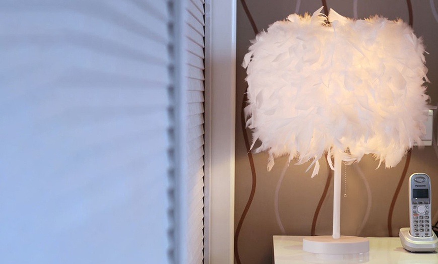 Image 1: Feather Bedside Table Lamp