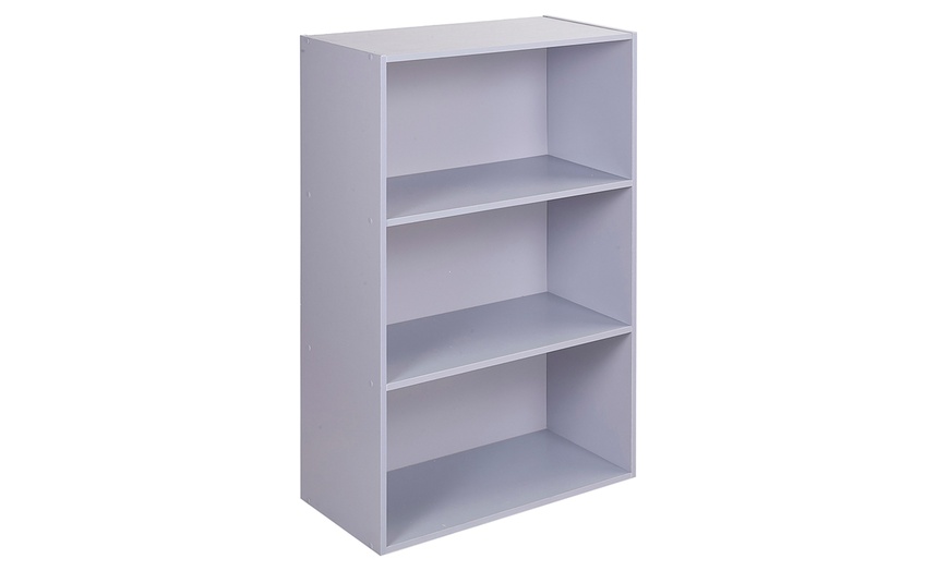 Image 5: Wide 3-Tier Wooden Bookshelf