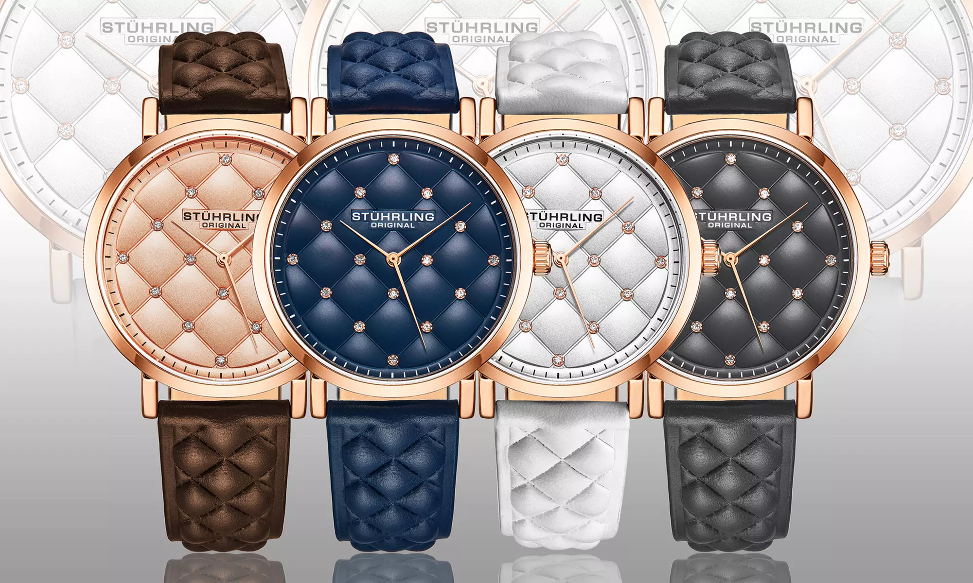 Stuhrling Women's Leather Tufted Strap Watch - Primary Image