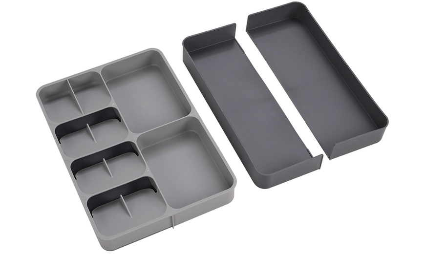 Image 3: 12-Compartment Expandable Cutlery Drawer Tray Organizer