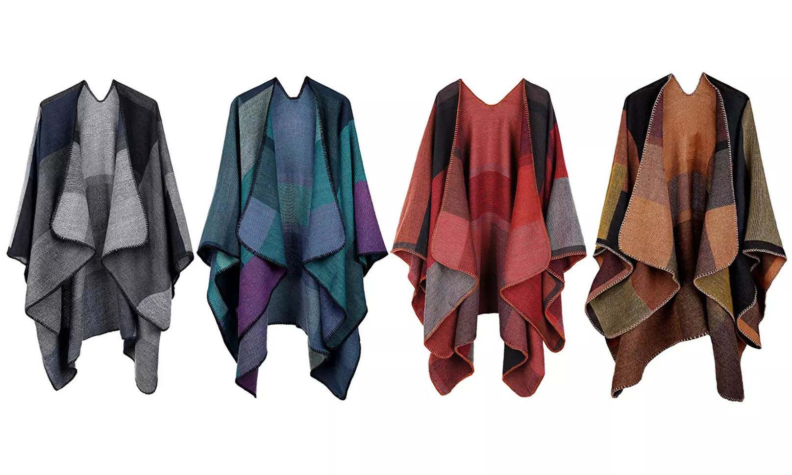 1x oder 2x stilvoller Poncho in der Farbe nach Wahl für Damen - Primary Image