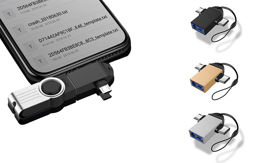 Image 1: One or Two Portable USB Type-C and Micro to USB 3.0 Converters