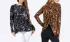 Style Clad Women's Long Sleeve Leopard Surplice Back Top
