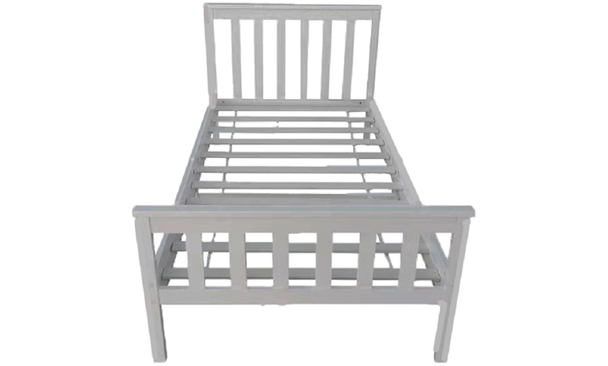 Image 5: Grey Solid Pine Wood Bed Frame