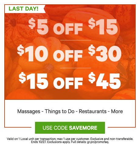 $5 off $15, $10 off $30, or $15 off...