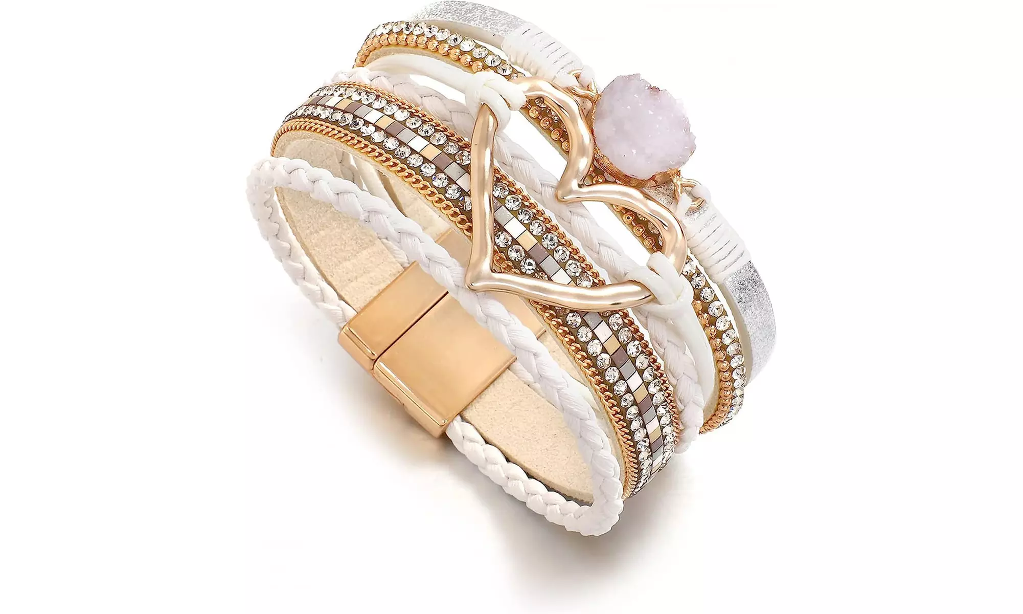 One or Two Heart-Pendant Wrap Bracelets