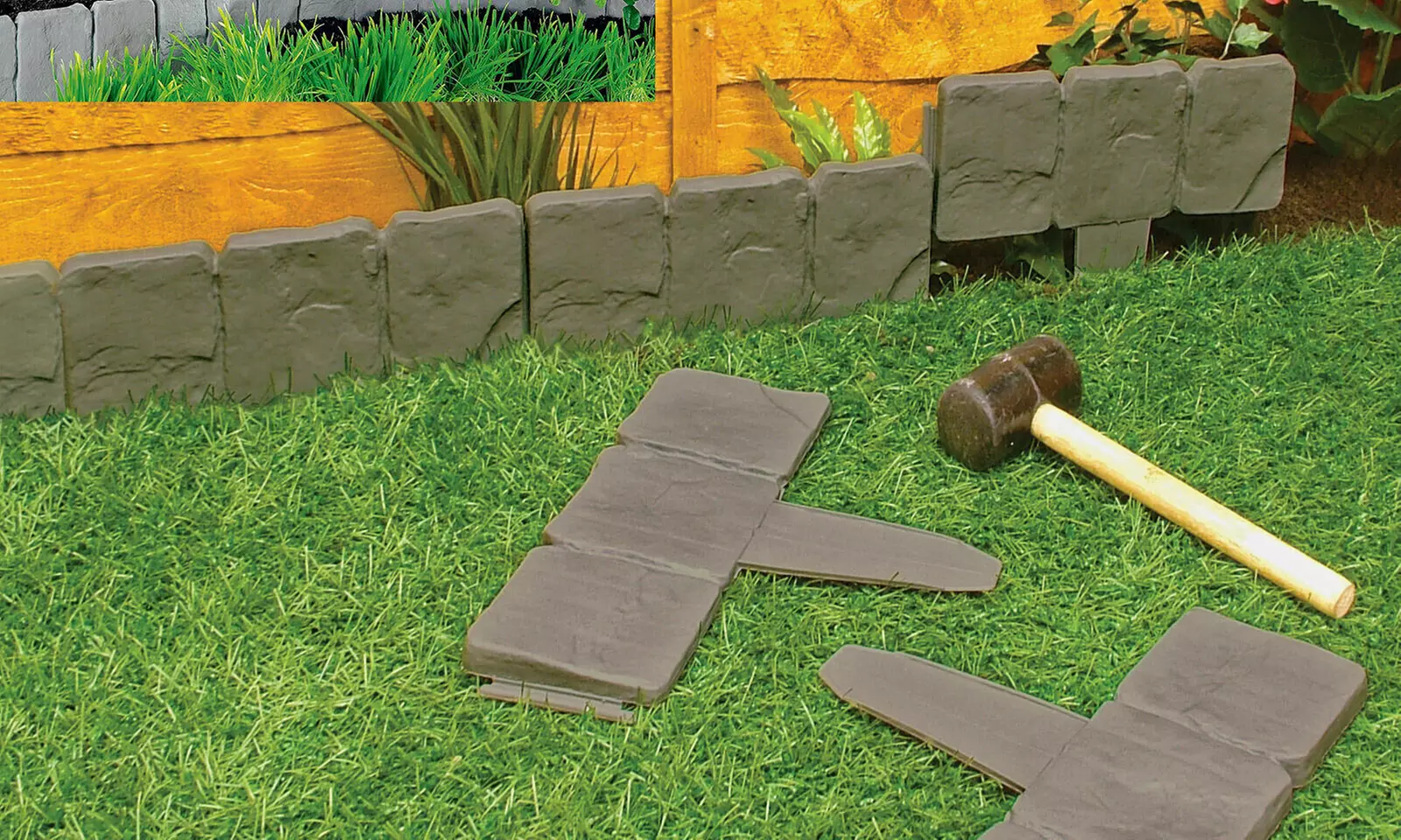 10- or 20-Piece Cobble Stone-Effect Garden Edging Set - Primary Image