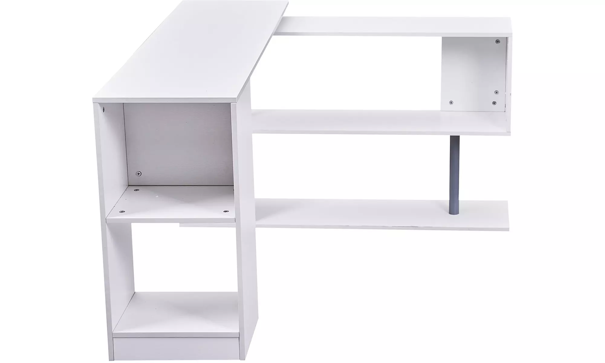 Homcom L-Shaped Desk with 360° Rotating Storage Shelves