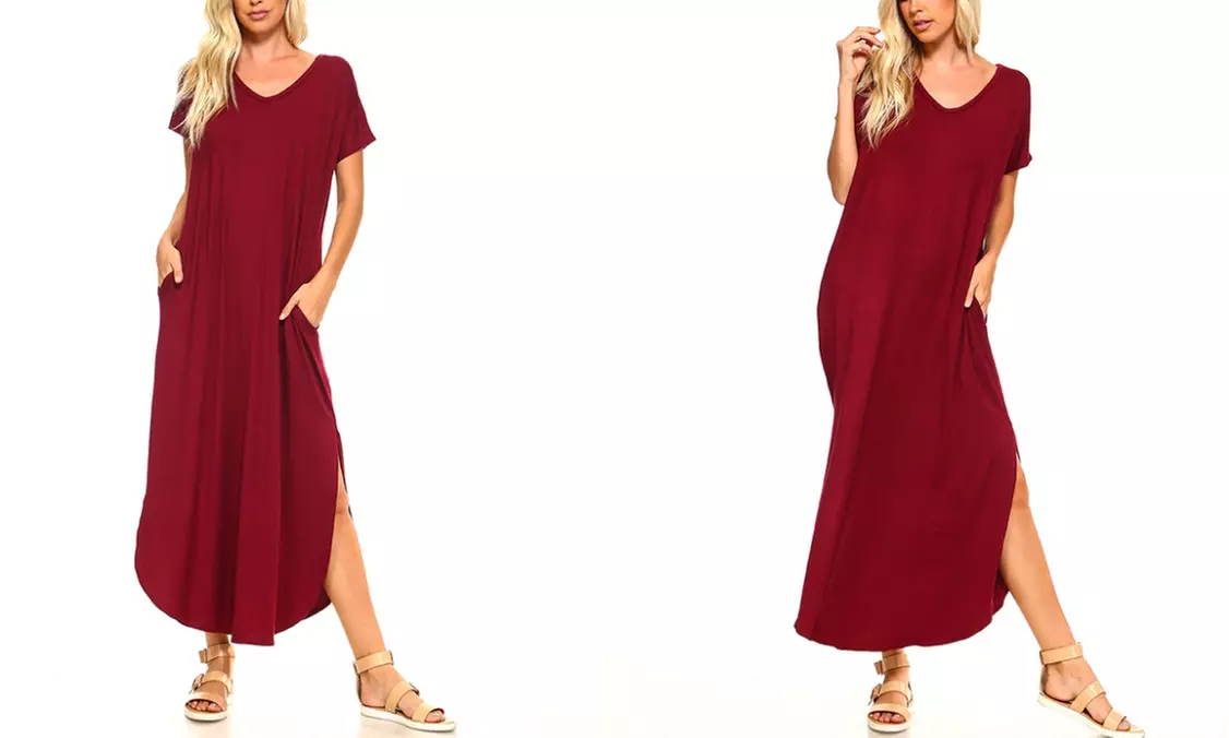 Isaac Liev Women's Essential Tunic Dress with Pockets & Side Slits - Second Medium