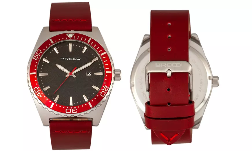 Image 20: Horloges met datum en leren band