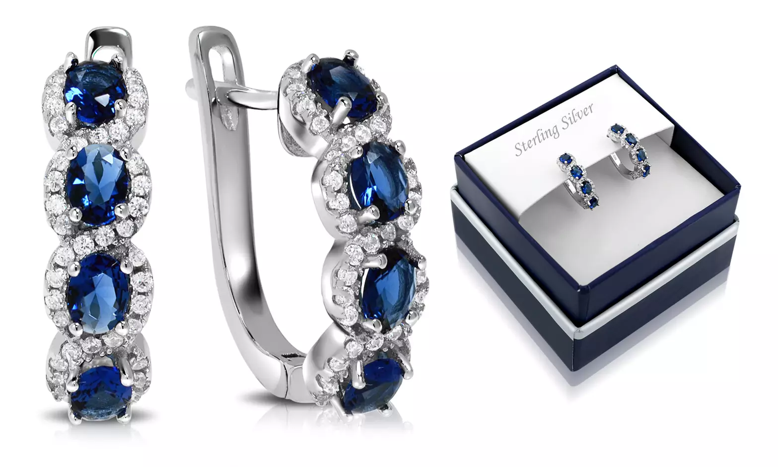 Created Gemstone Hoop Earrings in Sterling Silver By MUIBLU Gems - Primary Image