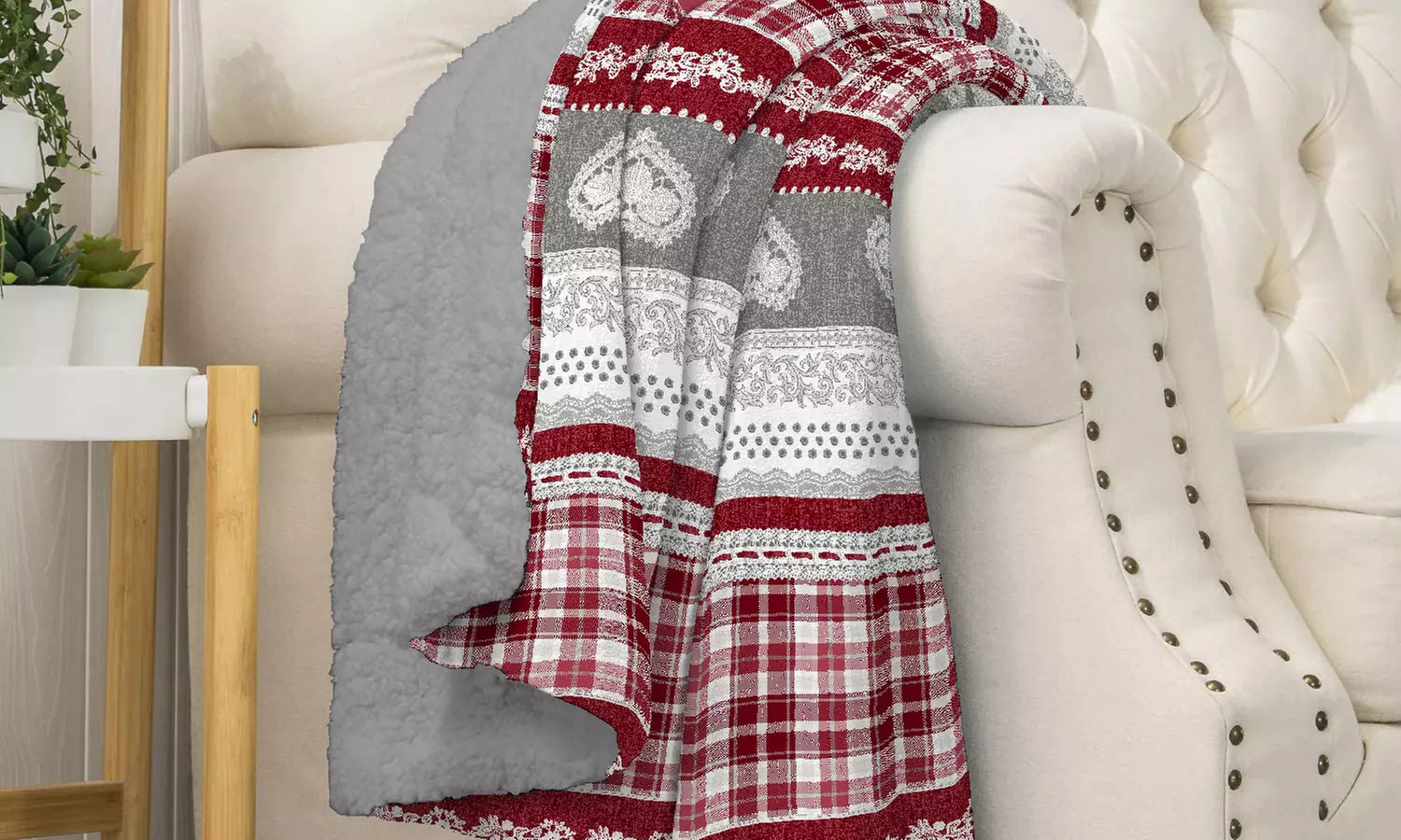 Couverture à motifs tartan avec polaire