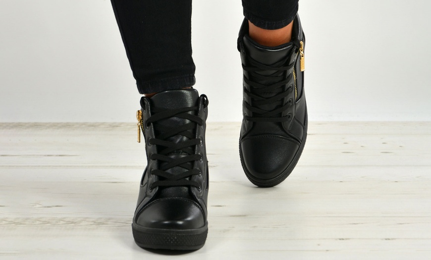 Image 2: Women's High Top Wedge Trainers 