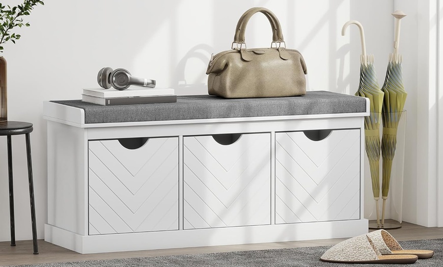 Image 12: HomCom Shoe Storage Bench 