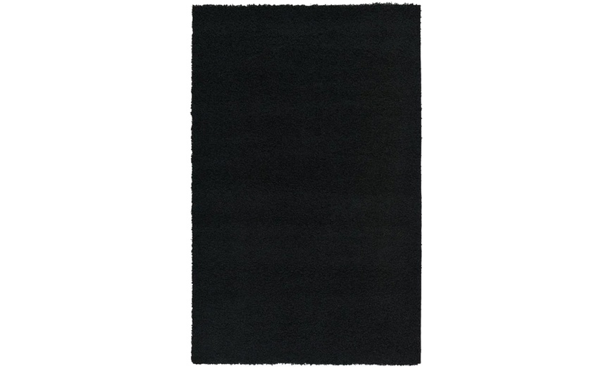 Image 2: California Black Plain Shaggy Rug