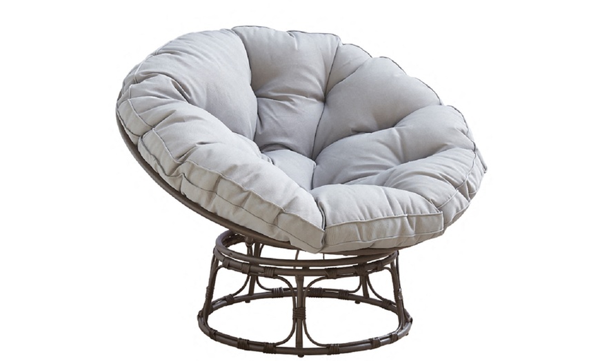 Image 3: Brown Steel Swivel Moon Chair