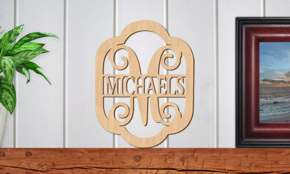 Monogram Last Name Wooden Sign (1 or 2) - Primary Image
