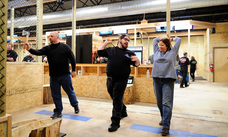 Image 3: 60, 90, or 120 Minute Axe-Throwing Session at Choppers Hatchet House