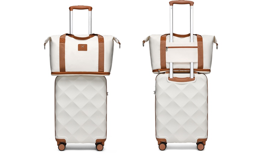 Image 15: Ultralight Hard Shell Diamond-Pattern Suitcase and Travel Bag Set 