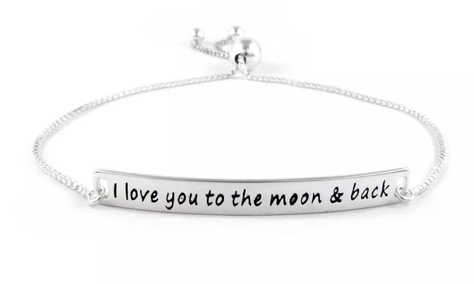 "I Love You to the Moon & Back" Bracelet in Solid Sterling Silver - Primary Image