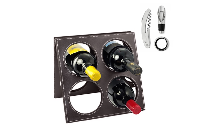 Image 2: Porta bottiglie di vino in eco pelle da 4 posti