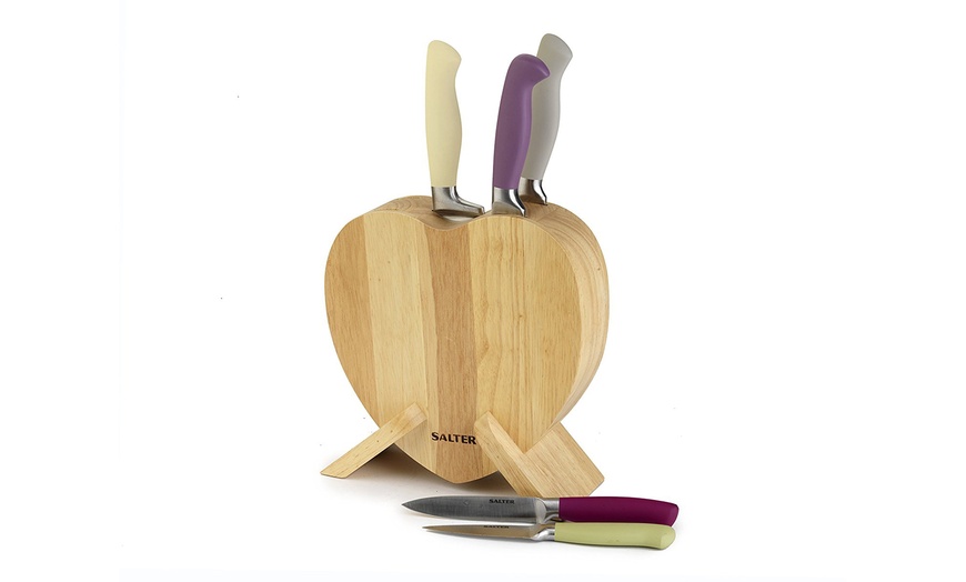 Image 1: Salter 5-Piece Heart Knife Set
