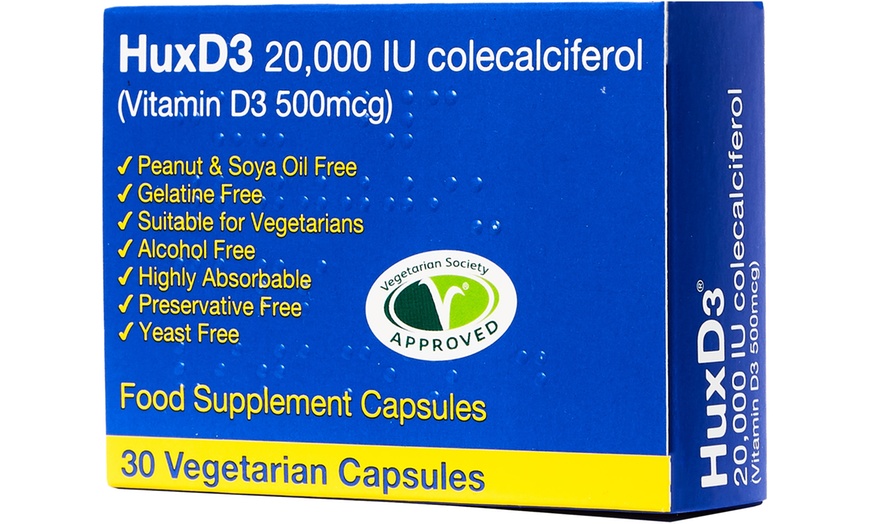 Image 2: 20 or 30 Hux D3 20000 IU Vitamin D Capsules 