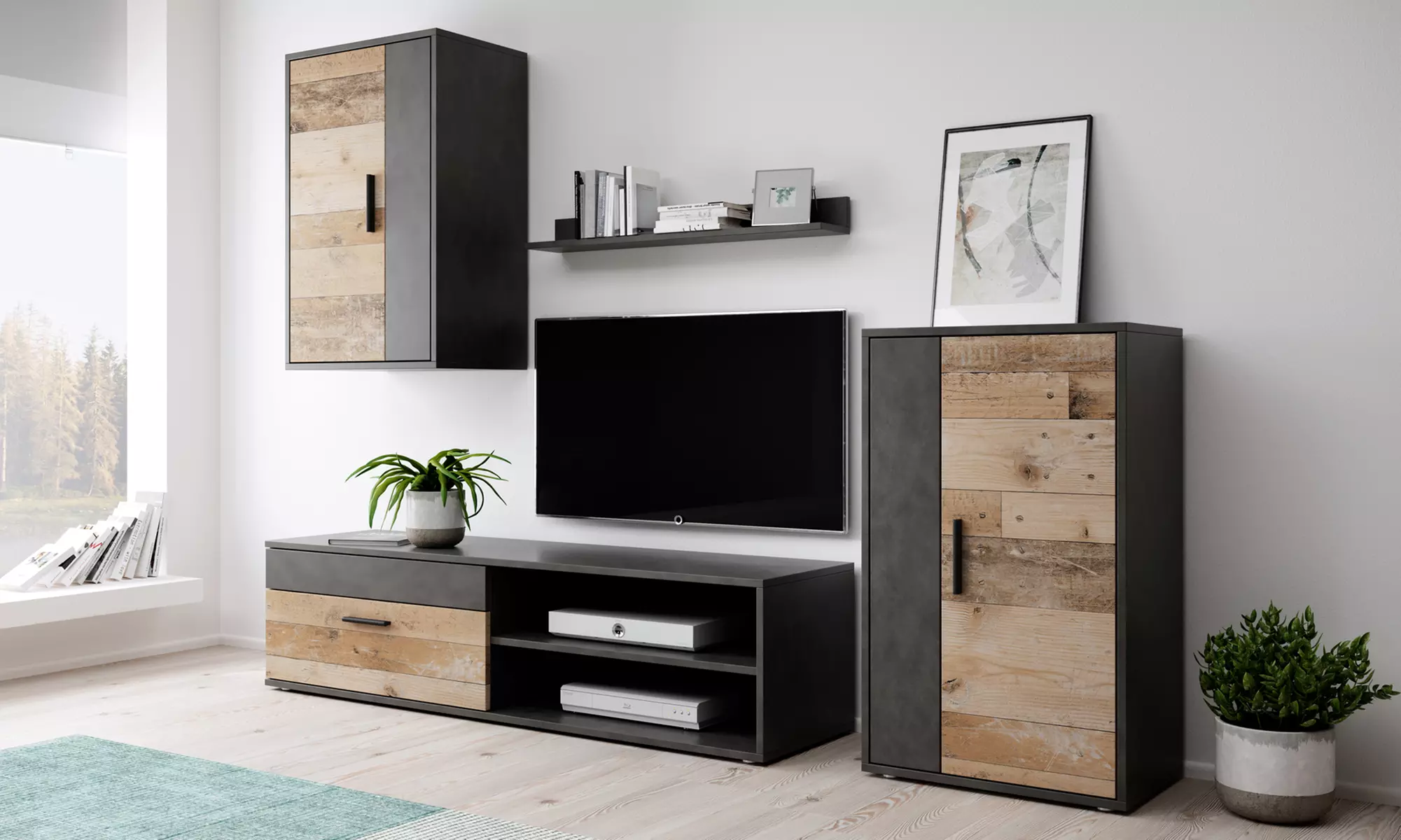 Ensemble meubles salon en bois style industriel, livraison offerte - Primary Image