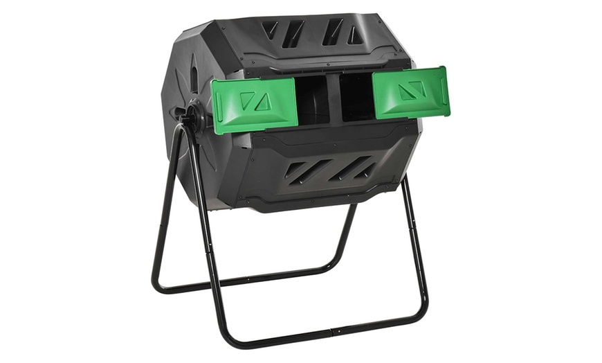 Image 5: Outsunny Dual Chamber 360° Rotating Composter
