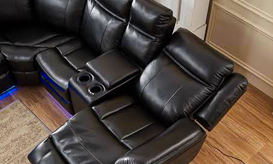 Image 6: Leather Corner Sofa with Recliner