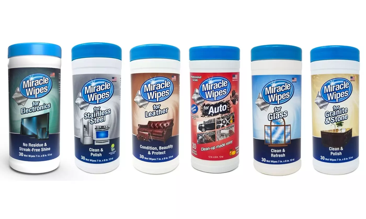 Miracle Cleaning Wipes for Glass, Stainless Steel, Granite, Leather, Auto, or Electronics (1-, 2-, or 3-Pk; 30-Ct. Each) - Primary Image