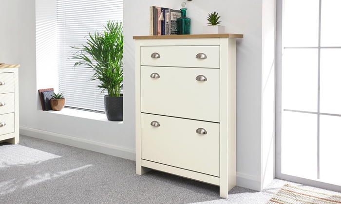 Two Tier Slimline Shoe Cabinet Groupon