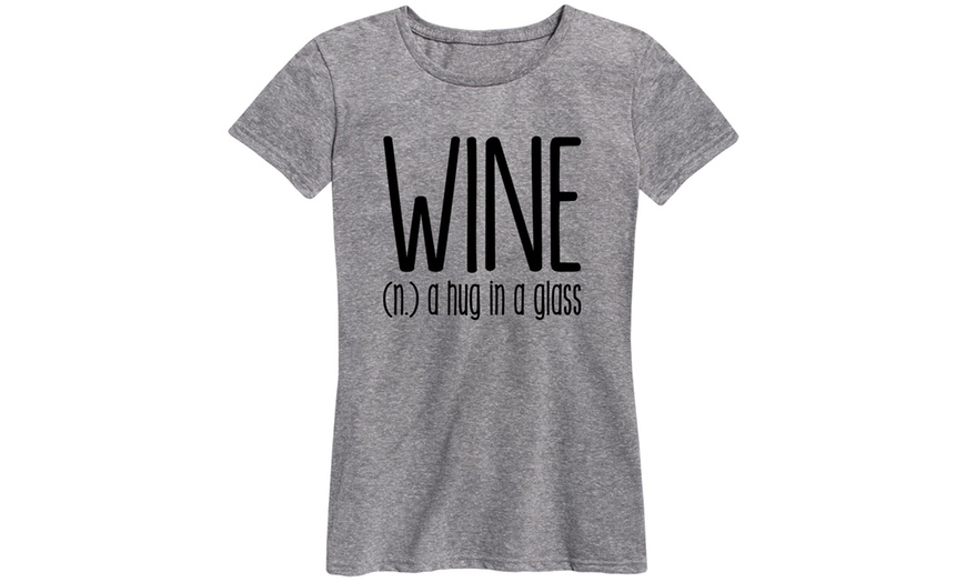 Instant Message Women's Wine-Themed Print Short-Sleeved Tee | Groupon