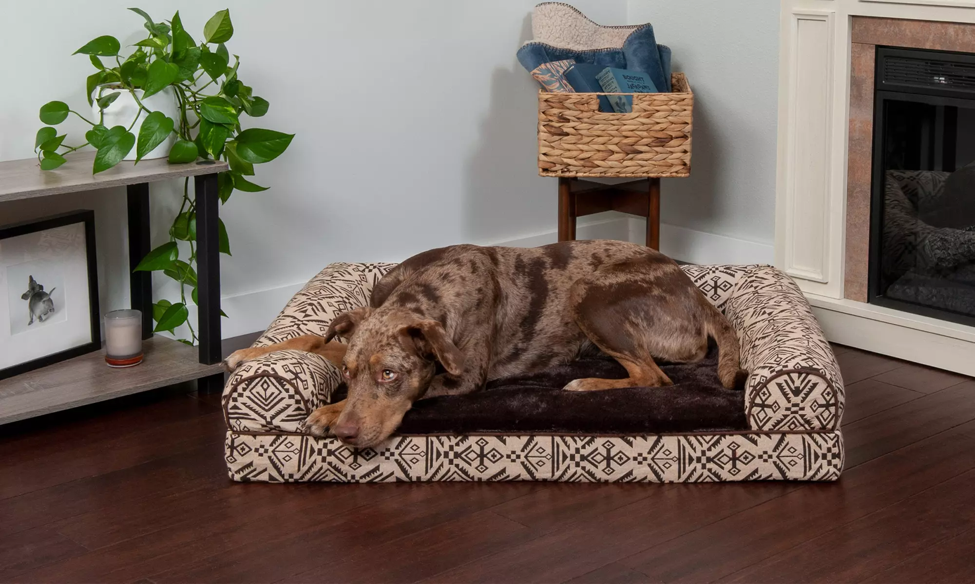 FurHaven Cooling Gel, Orthopedic, or Memory Foam Southwest Bolstered Sofa Dog Bed - Primary Image
