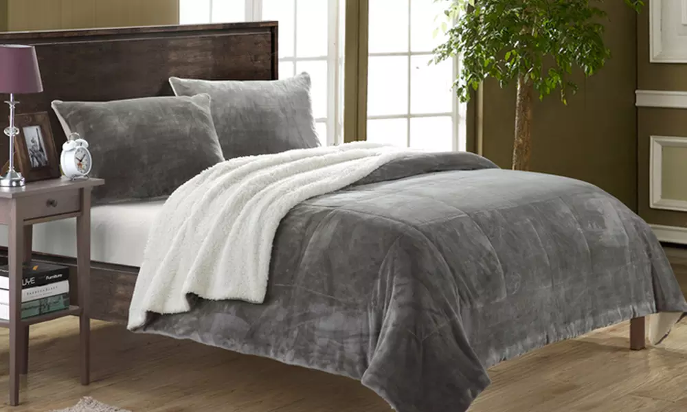 Naomi Plush Microsuede Sherpa Comforter Set (2- or 3-Piece) - Primary Image