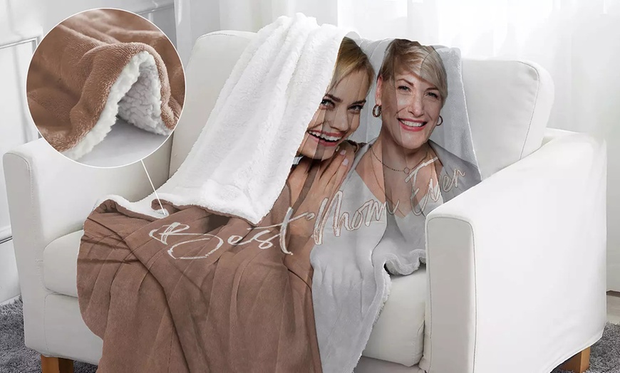 Image 1: Personalised Premium Sherpa Photo Blanket from Printerpix