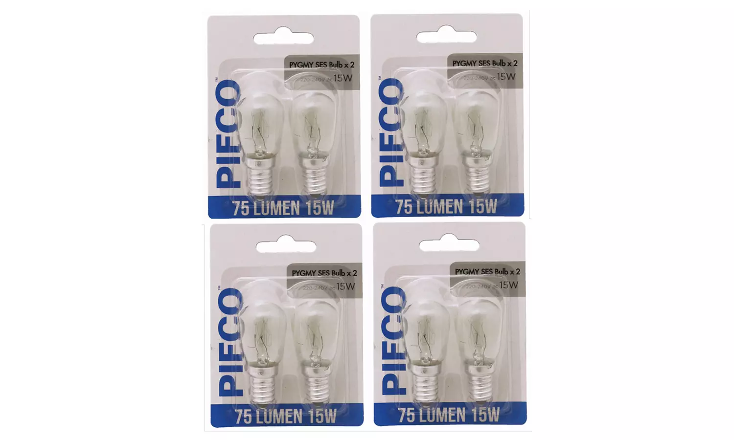Pack of Eight Pifco Small Halogen Bulbs 15W E14 Screw Fitting PYGMY - Primary Image