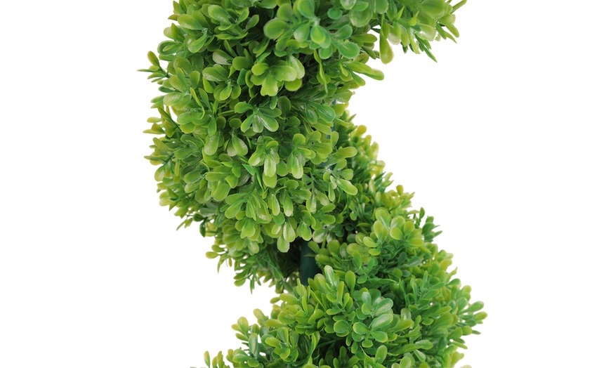 Image 4: Pre-lit Evergreen Spiral Topiary Trees - Set of Two