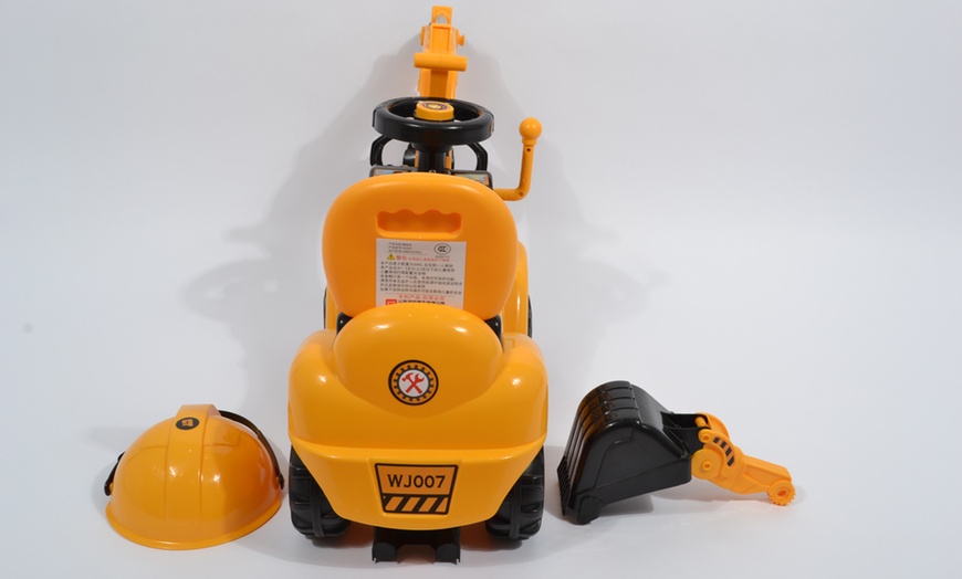 Image 5: Ride-On Toy Digger with Helmet