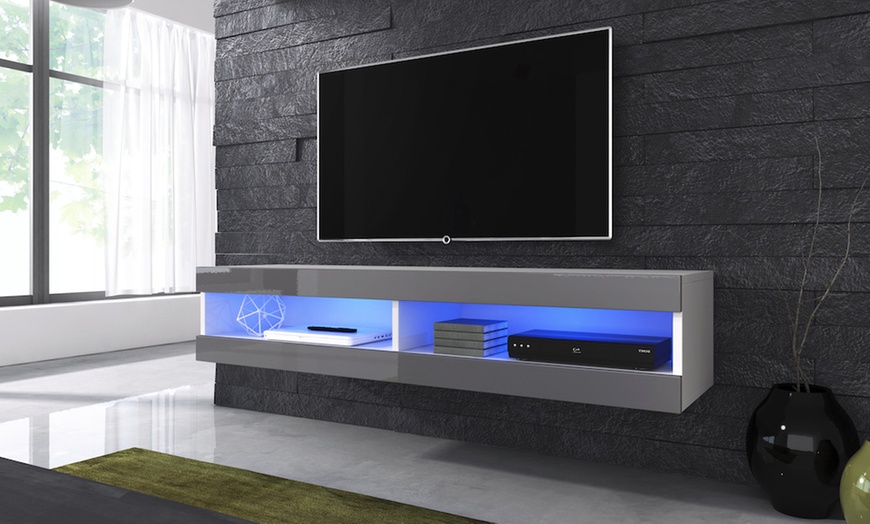 Image 3: Floating TV Unit with LED Lights