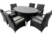 6 Seater Armchair Oval Rattan Effect Furniture Dining Set with Umbrella - Image 3