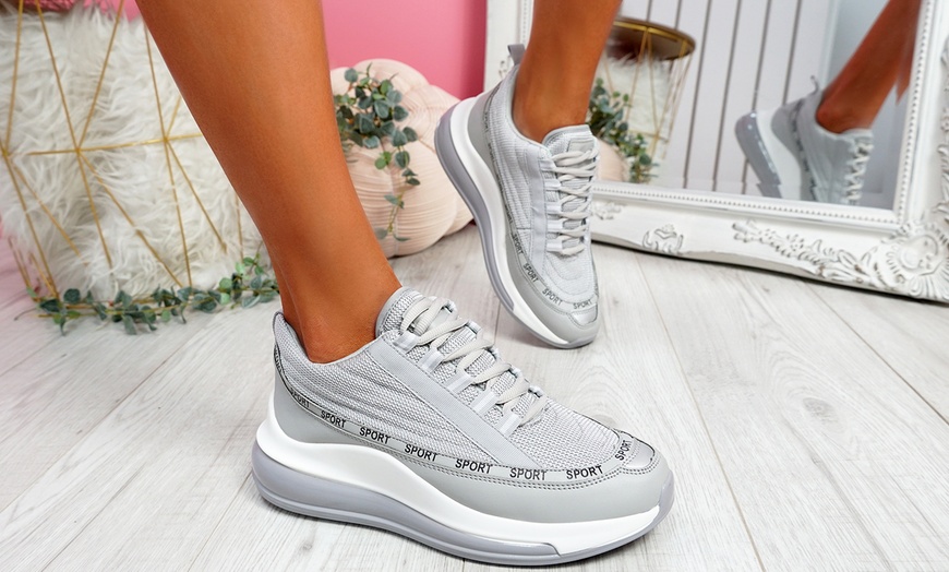 Image 5: Women's Lace-Up Sport Platform Trainers