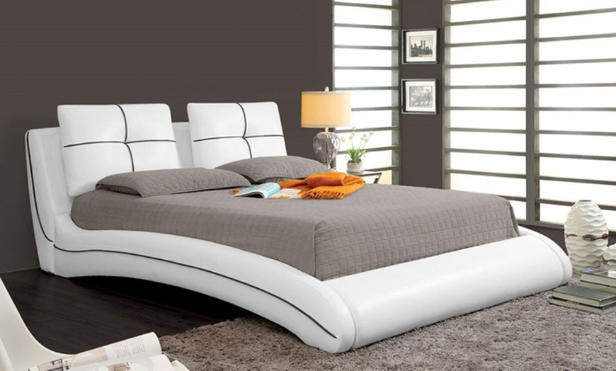 Image 4: Upholstered Curved Bed Frame