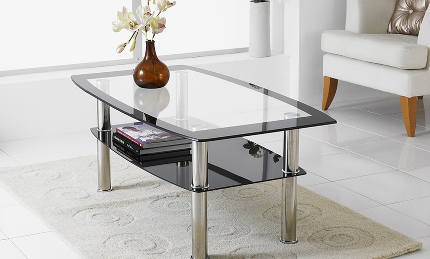 Image 3: Glass and Chrome Coffee Table