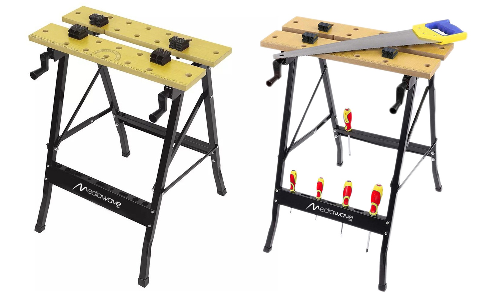 Établi pliable avec structure en métal et en bois