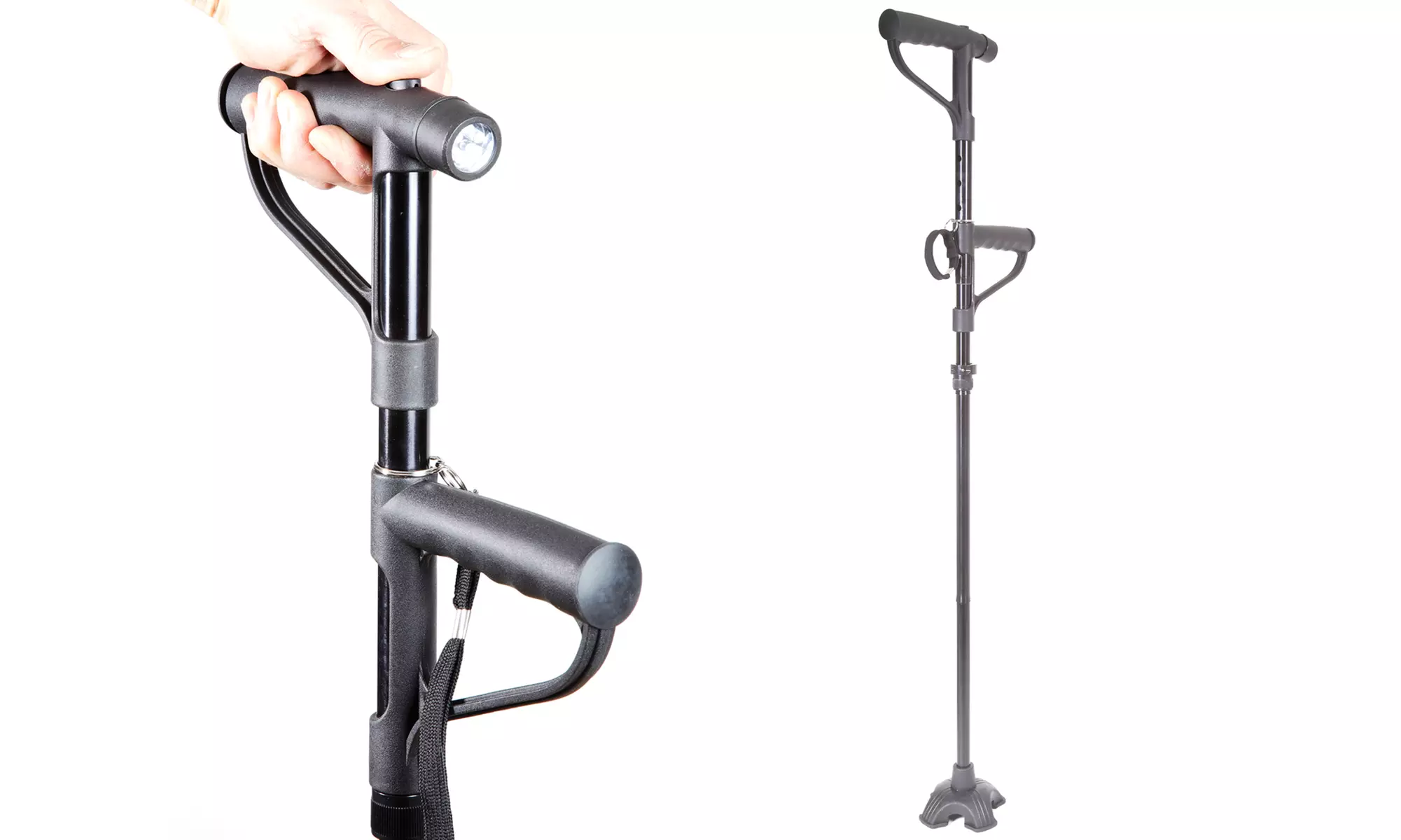 Foldable Stand Up and Go Cane with Two Handles - Primary Image